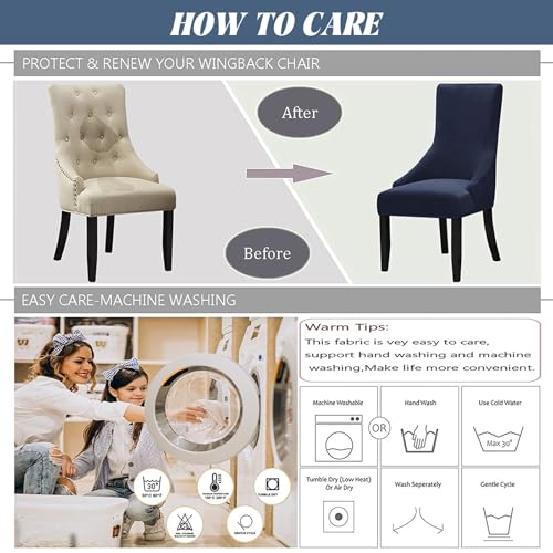 Lot de 6 housses de chaise en velours extensibles pour salle à manger