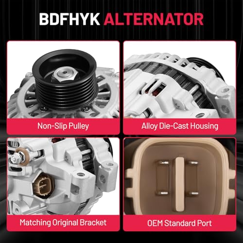 Image of BDFHYK Alternator Compatible with Acura RSX 2002-2006 2.0L L4,Compatible with Honda CR-V 2002-2006 2.4L L4 Replace 90-27-3315N,90-27-3315,1-2530-01MI,31100-PND-004