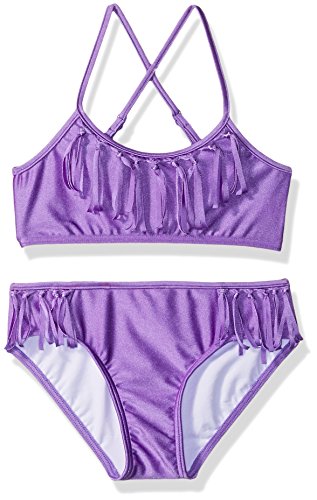 Seafolly Girls' Fringe Tankini Swimsuit, African Violet, 8