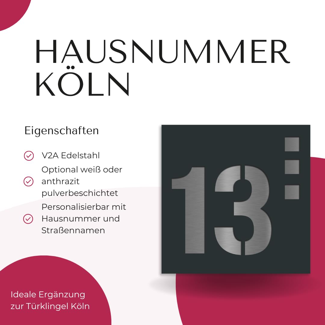 Jung Edelstahl Design Briefkasten Set Köln anthrazit RAL 7016 incl. Türklingel und Hausnummer. Individuell personalisierbar
