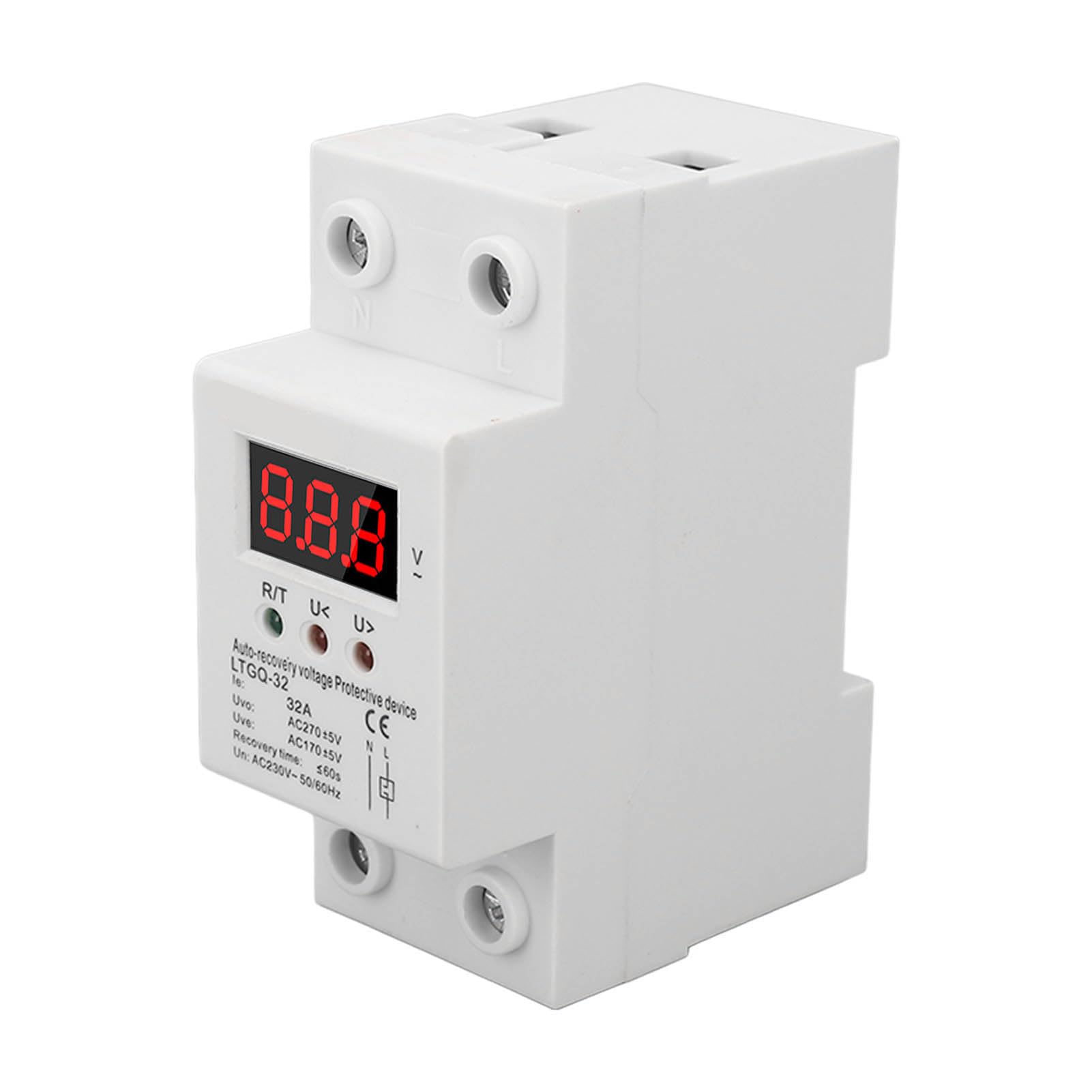 Auto Recovery Voltage Protective Device, 2P Durable Full Automatic Control Over Under Voltage Protector 230VAC Digital Display Clear for Home (32A(LTGQ‑32))-image-39