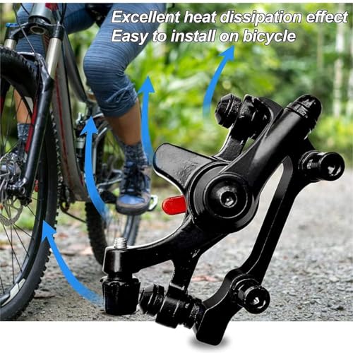 Image of Bike Mechanical Disc Brake Caliper Set with Extra Pads - Universal MTB Bicycle Front & Rear Cable-Actuated Alloy Disc Brake, High Performance Cycle Braking System Replacement Kit
