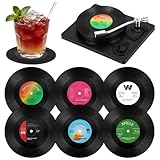 AOOWU 6 Pezzi Sottobicchieri Divertenti in Vinile Retrò, Bevande Musicali Creativi Sottobi...