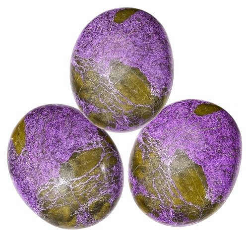 Image of Certified Stichtite Crystal Palm Pebbles Stones for Anxiety Stress Relief Massage - AAA Grade Original Healing Gemstone Agate Palm Stone for Yoga Meditation Spiritual Reiki Feng Shui