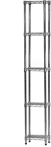 Shelving Inc. Estantería de alambre cromado de 8 pulgadas de profundidad x 12 pulgadas de ancho x 54 pulgadas de alto con estantes de 5 niveles,