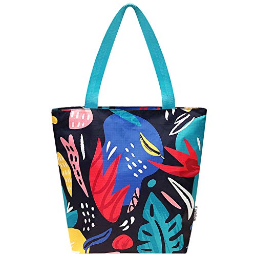 Wrapables Carryall Shopping Travel Tote Bag with Durable Ripstop Polyester - Foldable, Waterproof, and OEKO-TEX Certified, Large, Dark Retro