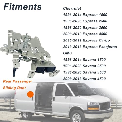 Image of Sliding Door Lock Actuator Compatible with 1996-2020 Express 1500 2500 3500 4500 Savana 1500 2500 3500 4500 Van Rear Passenger Right Side