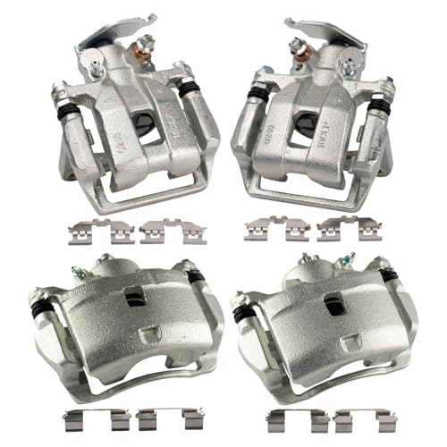 Image of TRQ Front and Rear Brake Caliper Set Zinc Coated Brackets Compatible with 2013-2017 Honda Accord