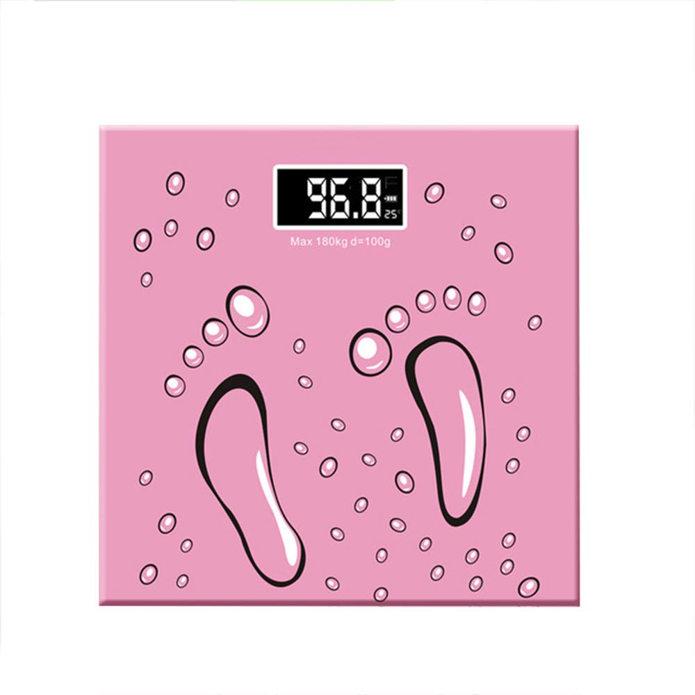 Básculas de grasa corporalBáscula de baño de peso corporal digital de alta precisión Báscula de pesaje con tecnología Step-On, pantalla retroiluminada, diseño delgado, lindo diseño de pies pequeños,