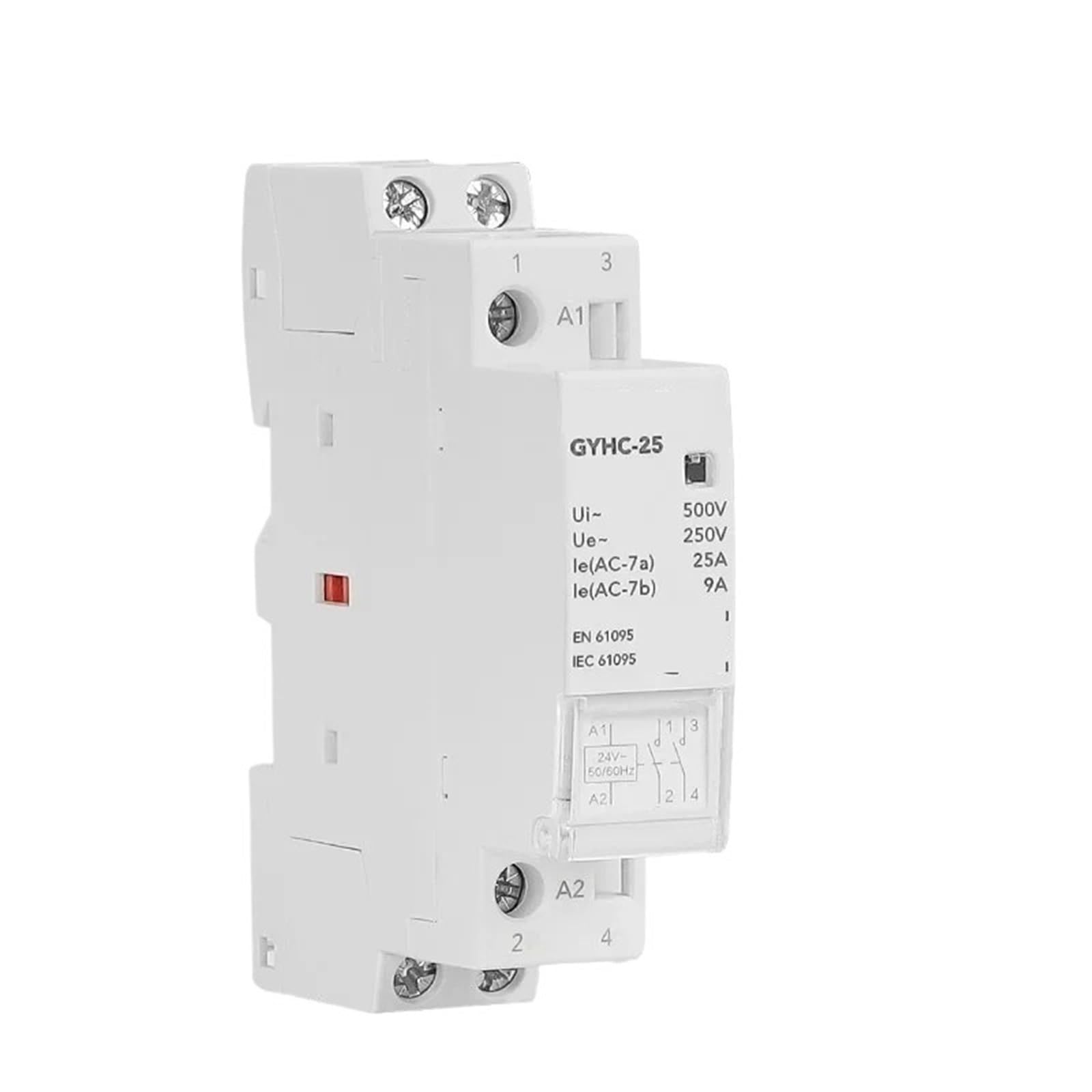 RISWEKFW Modular Household Contactor AC24V 48V 110V 220V 2P 25A 2NC 2NO 1NO1NC 50/60Hz(2P 25A 2NO AC24V)
