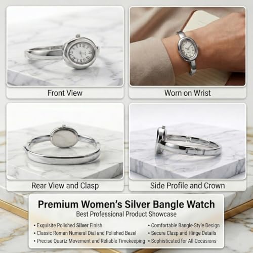 Image of WISEWALKER Women & Girls Premium Quality Oval Dial Bangle Bracelet Watch for Ladies Wrist Watch | Casual | Formal | Traveling | Party Watch for Women