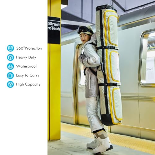 Image of XCMAN Roller Snowboard Bag Adjustable Length 63-75In Padded Bag for Air Travel Snowboard Boots