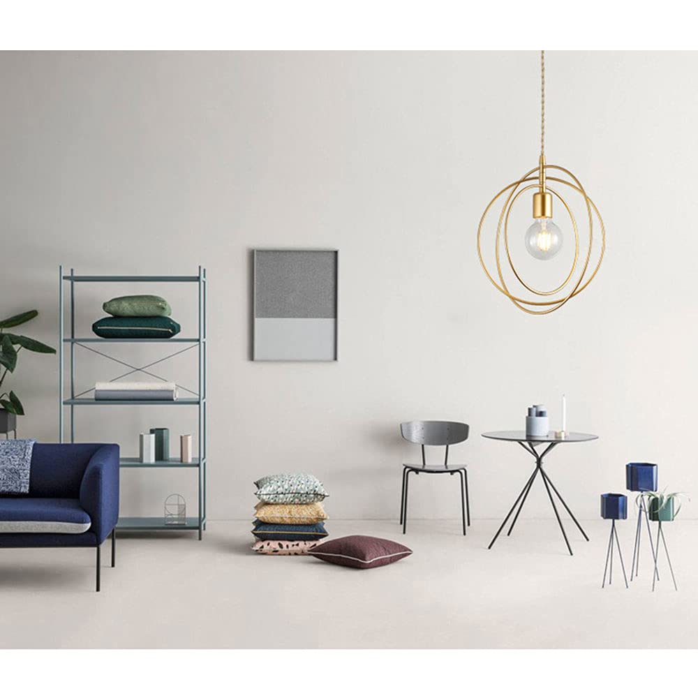 Lampada a soffitto Moderna, Tutta la Luce a Sospensione a Testa Singola in Rame, lampadario in Metallo ad Anello Creativo, Supporto della Lampada, Dispositivo di Illuminazione a soffitto, Decorazione