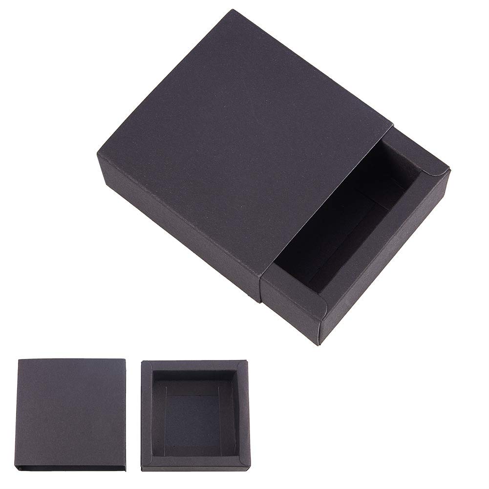 PinShang 20pcs Kraft Paper Drawer-type Paper Boxes Gift Box Jewellery Organizer black 6.5x6.5x3cm