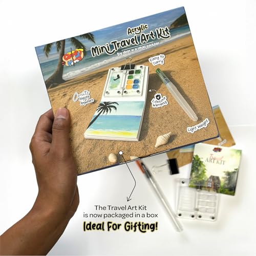 Image of The Crafthives Mini Travel Art Kit Acrylic- Mini Palette for Painting, Colour Palette, Acrylic Pallets for Bed - Compact Painting Set for Artists