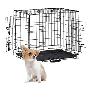 Relaxdays Hundekäfig, zuhause & Auto, HBT: 51 x 60 x 45 cm, faltbare Hundebox mit Boden, 2 Türen, Griff, Stahl, schwarz