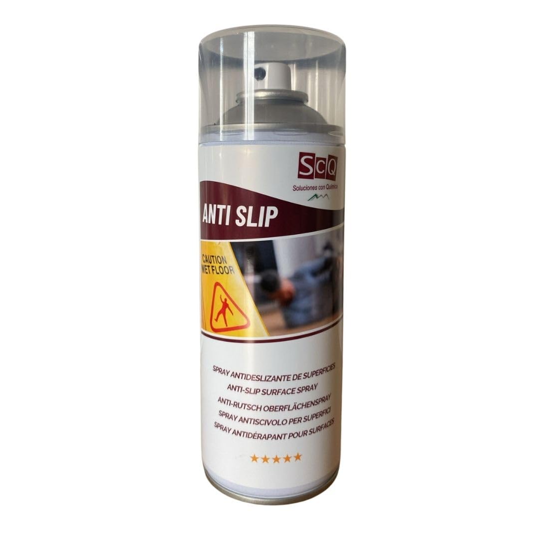 Spray antideslizante de superficies I Pintura transparente anticaidas | antideslizante para suelos, rampas, escaleras, piscina | Evita caidas y resbalones ANTI SLIP x 400 ml