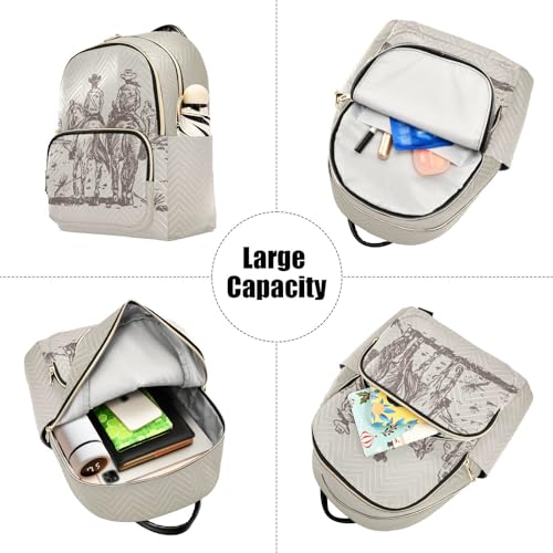 Image of Western Cowboy Quilted Backpack Purse for Women Fashion Small Backpack M | Shoulder Bag Travel Casual Daypack