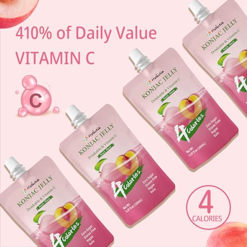 Hethstia Konjac Jelly Pouch Drinkable Peach Flavor, 10 Pack, Low Calories - image 5