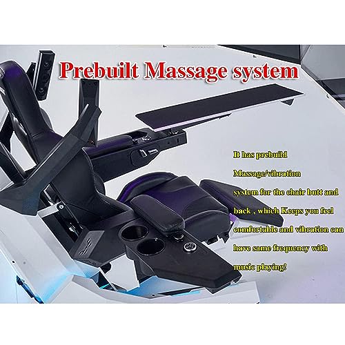 Luxury Video Gaming Chair, High-Back Swivel Chair, Computer Table and Chair, Tilt Lock + Lumbar Support + Adjustable Backrest, for 3 Screens Ceiling RGB - Image 6