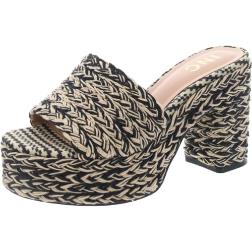 INC Womens Slip On Peep Toe Block Heel Black 7 Medium (B,M)