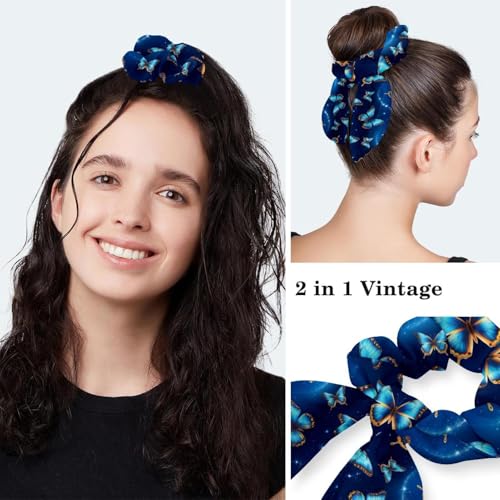 Image of Butterfly Scrub Cap Women with Ponytail & Buttons Adjustable Surgical Nurse Hat with Cotton Sweatband for Long Hair