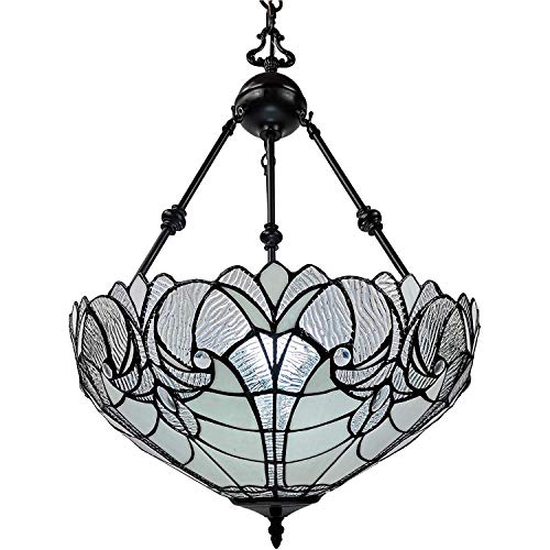 Tiffany Style Hanging Lamp Jeweled Chandelier 18" Wide Stained Glass White Antique Vintage Light Decor Restaurant Game Living Dining Room Kitchen Gift AM263HL18B Amora Lighting Tiffany Style Hanging Lamp Jeweled Chandelier 18" Wide Stained Glass White Antique Vintage Light Decor Restaurant Game Living Dining Room Kitchen Gift AM263HL18B Amora Lighting