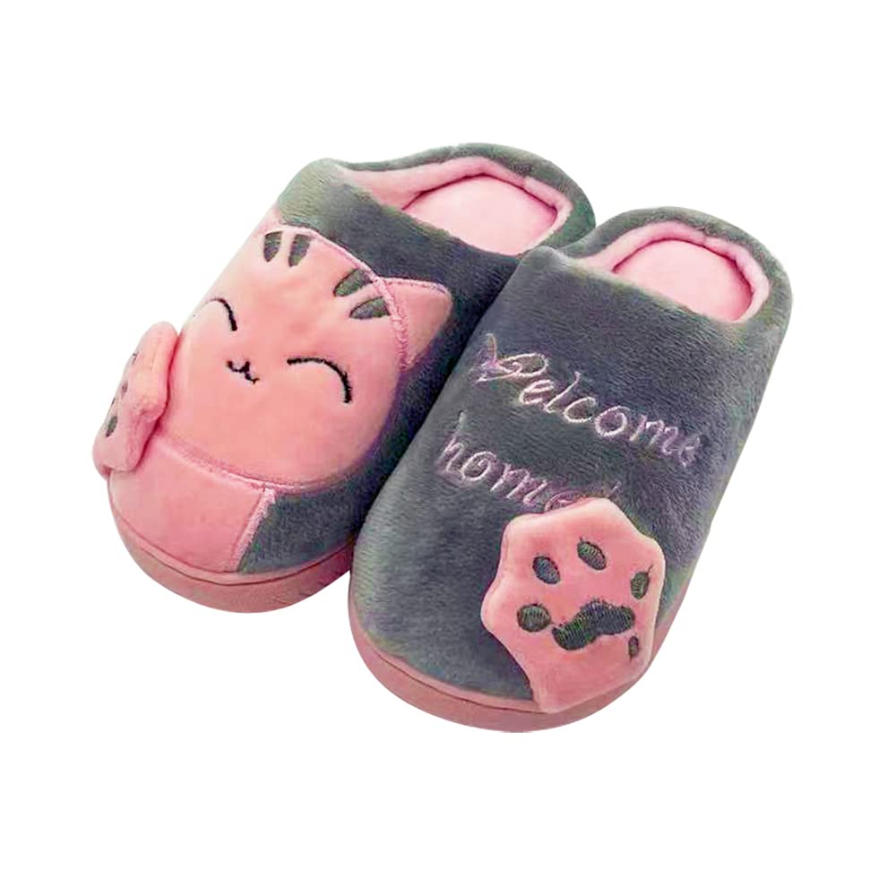 Zapatillas de interior antideslizantes para niños y niñas, diseño de gato, Rosa (Pink Cat), 10-11 Little Kid