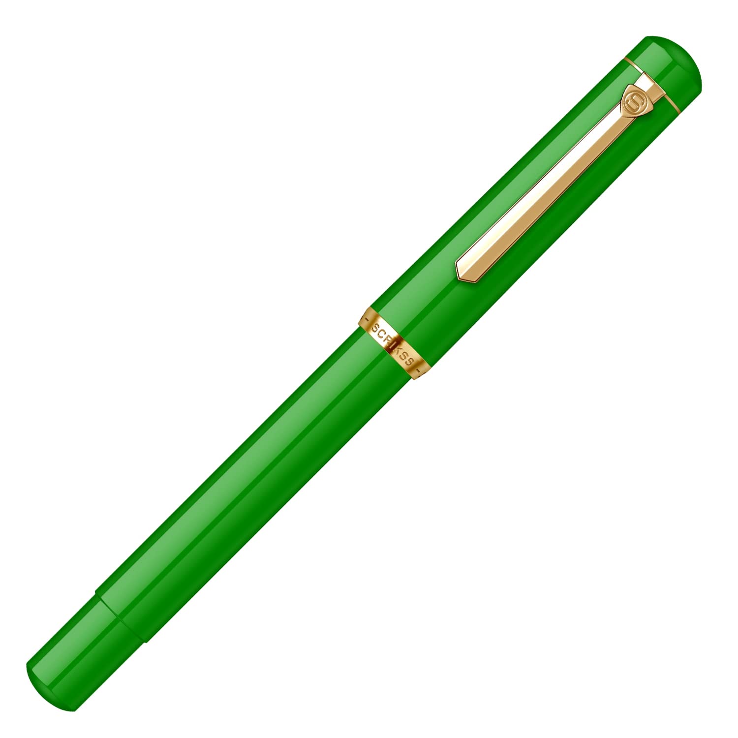 Scrikss 419 Fountain Pen, Classic Piston-Fill Design, 23K Gold-Plated Trim, Stainless Steel Nib, Ink Window, Luxury Box (Green) - Image 4
