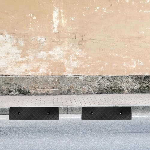 Rampas portátiles para bordillo de entrada Tofficu, 2 piezas, de caucho, para motocicleta, acera, garaje, camión, scooter, silla de ruedas y muelle de carga (negro, 3 cm) miniatura 5
