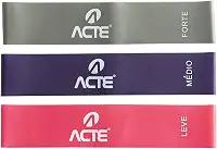 Acte, Kit com 3 Faixas Elásticas Mini Band T71 Com Intensidades Leve Médio e Forte, Diversas Cores