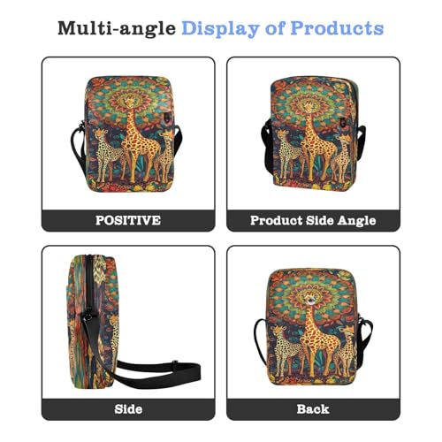 Crossbody Bag Cute Giraffe Colorful Messenger Bag for Women Men Purse Shoulder Bag Satchel Bag with Adjustable Strap 214B92074
