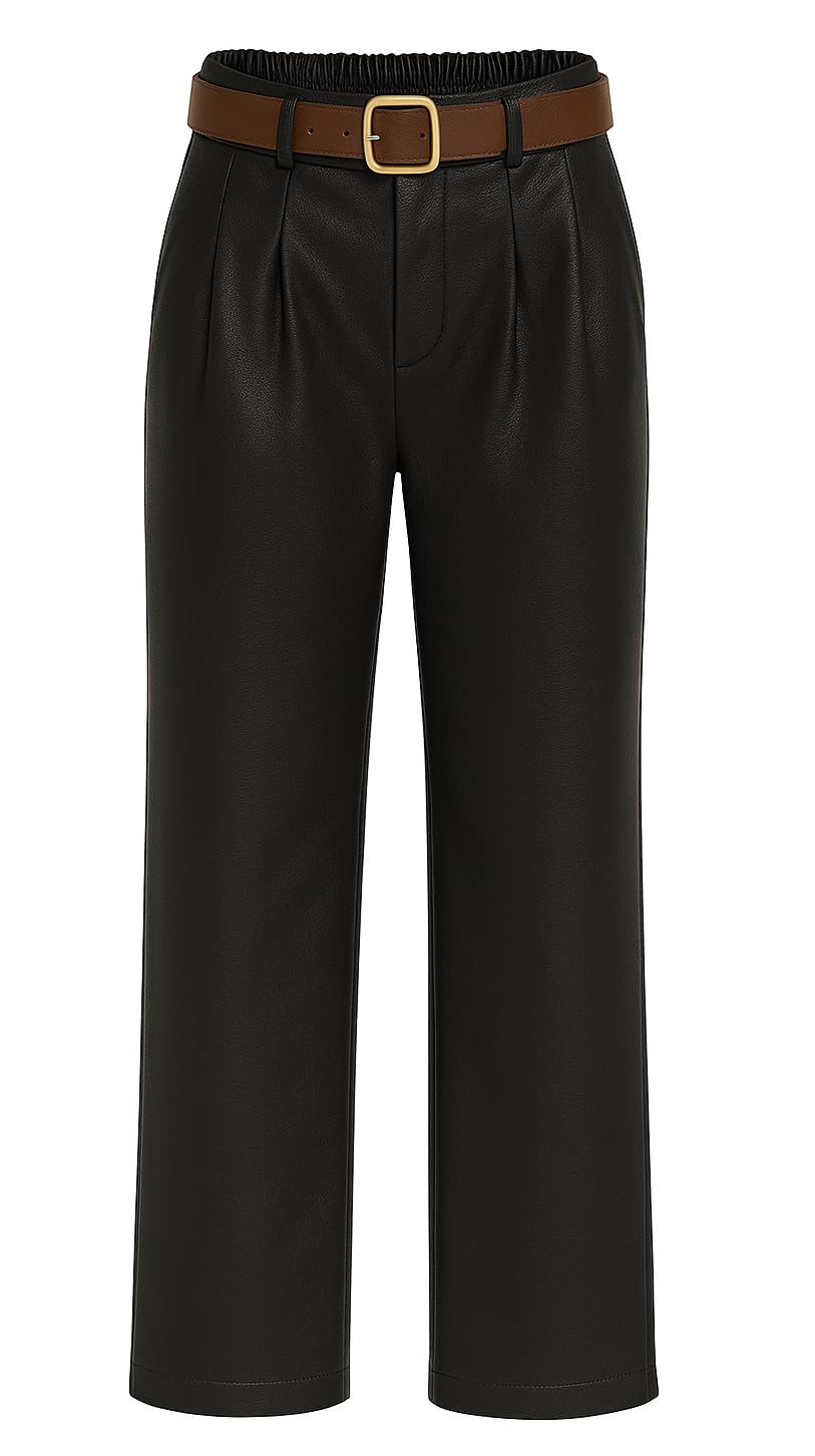 Mississhop Damen Hose aus Kunstleder mit Gürtel