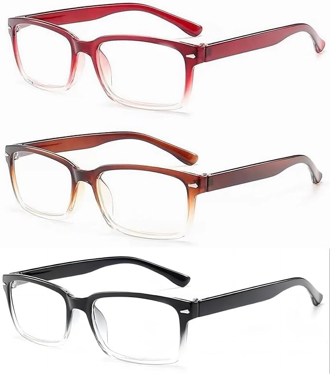 CVVTSPE Paquete de 3 lentes de lectura con bloqueo de luz azul, lentes de lectura multicolor para mujeres y hombres, anteojos con filtro