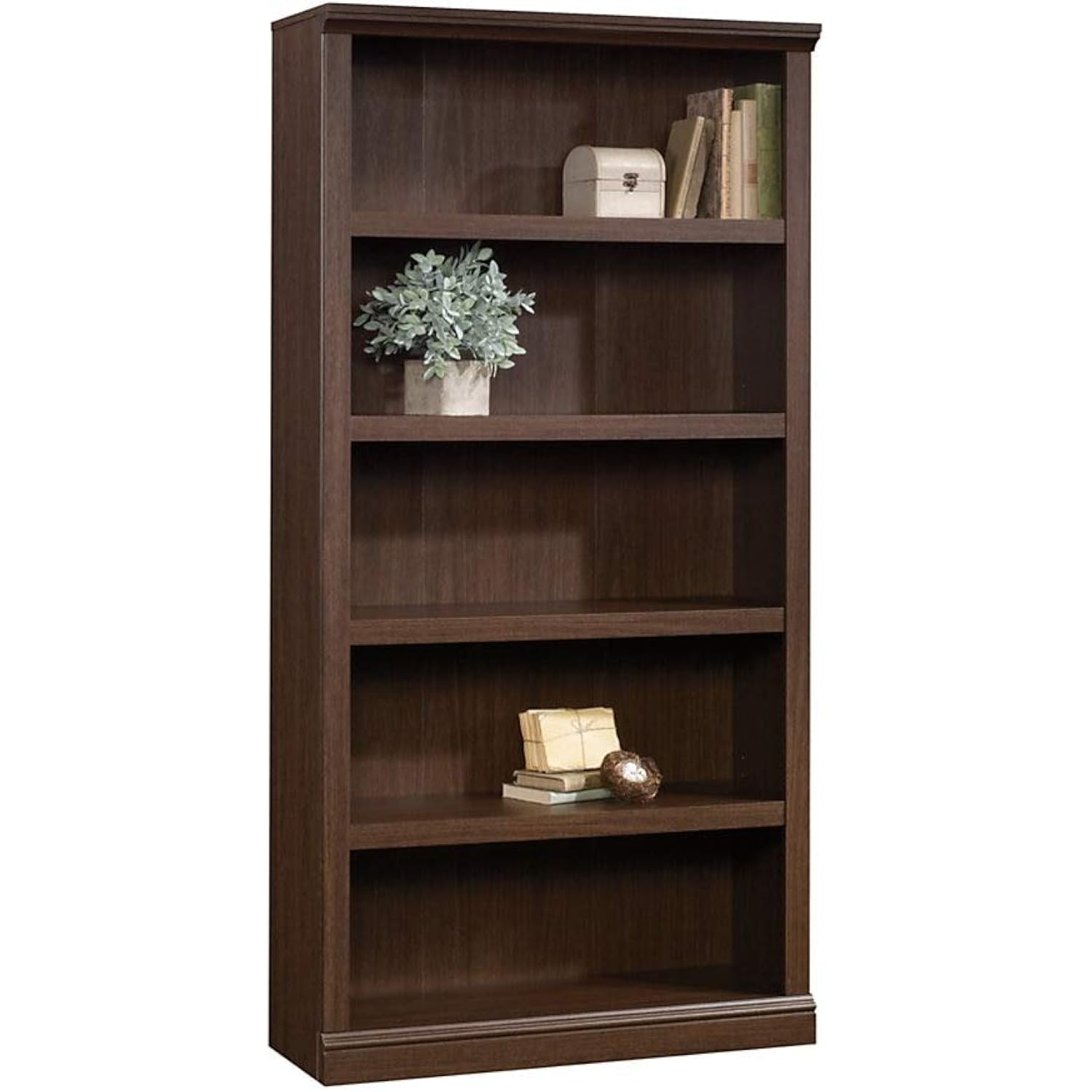 Realspace Premium Bookcases 70 1/16" 5 Shelf Transitional Bookcase, Mocha Home
