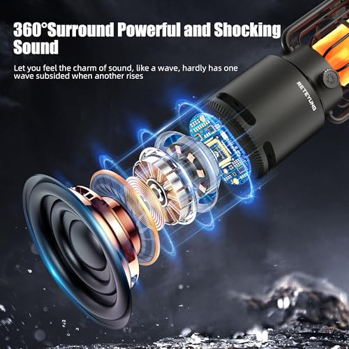 RETEYUNG Outdoor Bluetooth Speakers Waterproof with Atmosphere Light,Gifts for Men Women Dads,10W Wireless Portable Speaker with LED Flickering Torch Lights for Camp/Patio/Pool/Yard/Home Decor(2 Pcs) - image 5