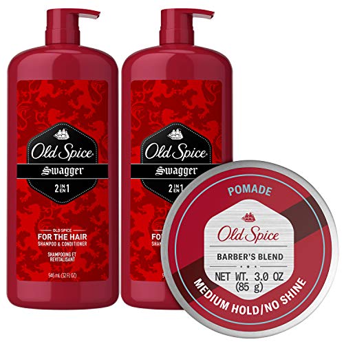 Old Spice Swagger 2 in 1 Shampoo and Conditioner & Hair Styling Pomade for Men, Barber's Blend Bundle