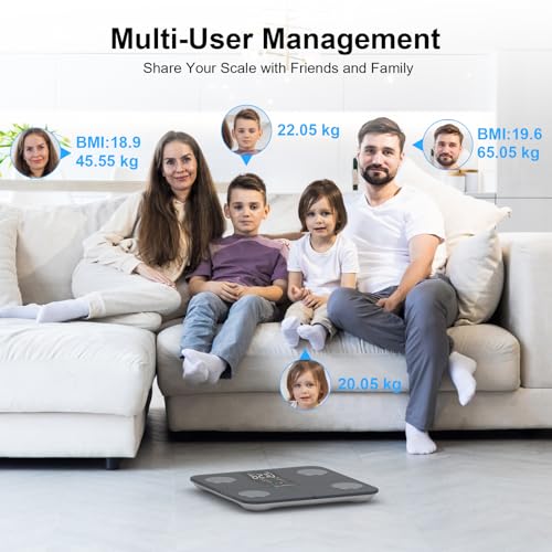 Healthkeep Waage Personen mit Körperfett und Muskelmasse - Körperfettwaage mit Display Personenwaage mit 15 Körperdaten… – Ansicht 6