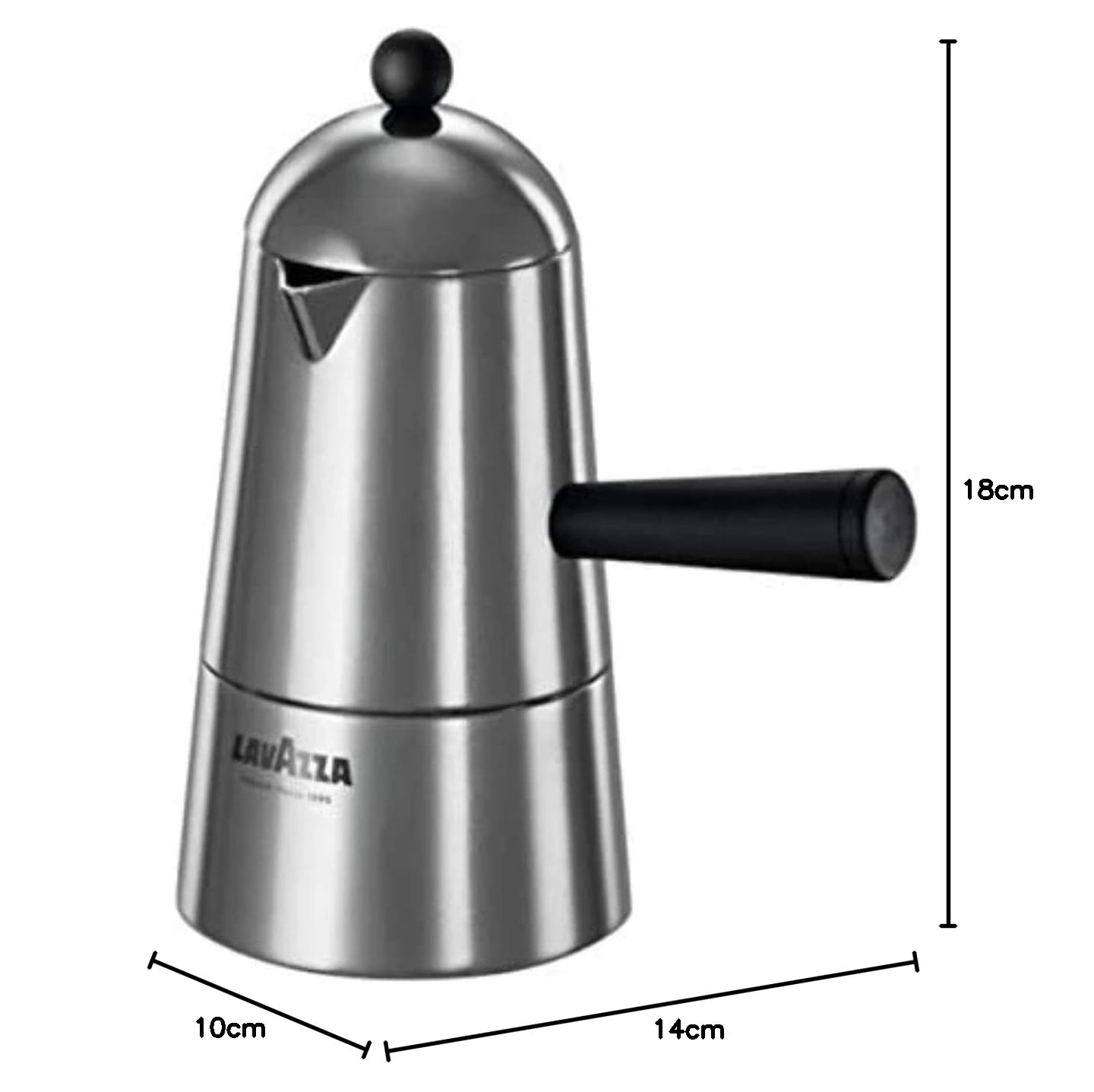 ILSA Caffettiera Espresso Carmencita Classic, Alluminio, Manico e Pomolo Neri, Capacità 20 cl, Tazze 3