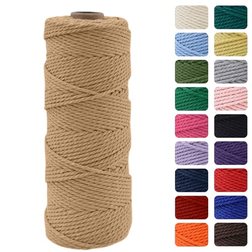 MOMAHUA 3mm Hilo de Macramé 100% Algodón,100m Cuerda De Cáñamo Cuerda para Manualidades,19 Colores Más,Cordón para DIY,Decoración y Regalos