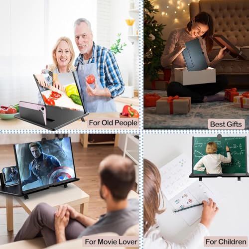 Image of 16 inch Screen Magnifier for Mobile Phone,3D HD Cell Phone Magnifying Projector Screen Enlarger for Movies, Videos, and Gaming,Foldable Phone Stand with Screen Amplifier,Supports All Smartphones (Black)