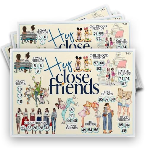 Image of Hey Close Friends Theme Tambola Tickets for Kitty Party & Themed Events with Friends & Family | Bingo Housie Game Cards (Set of 15 Tickets)
