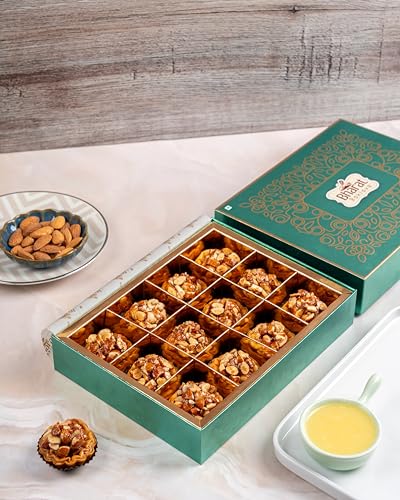 Image of Bharat Baklava Almond Tart - Rich Ghee & Honey-Infused Dough with Almond Topping | Handmade Sweet | Premium Gift Box | 250g