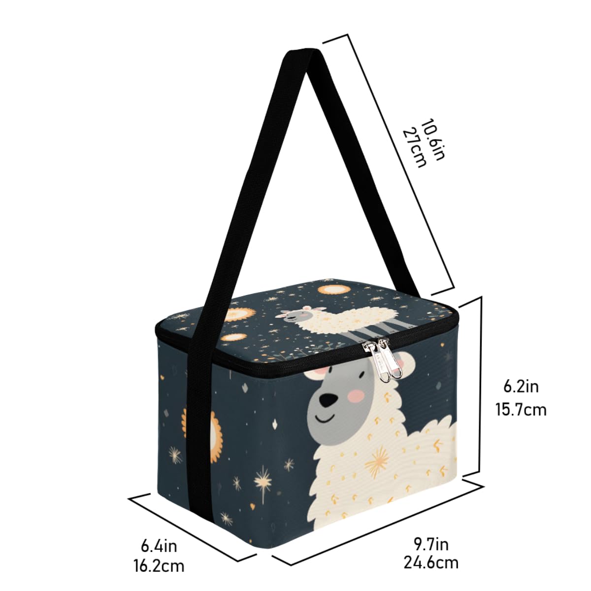 GzLeyigou Lunch Bags for Women Men 9 Cans,Lamb Sun Hot & Cold Food Delivery Bag Insulated Grocery Bag Insulated Lunch Box Sheep Cooler Bag for Office Work Picnic Beach