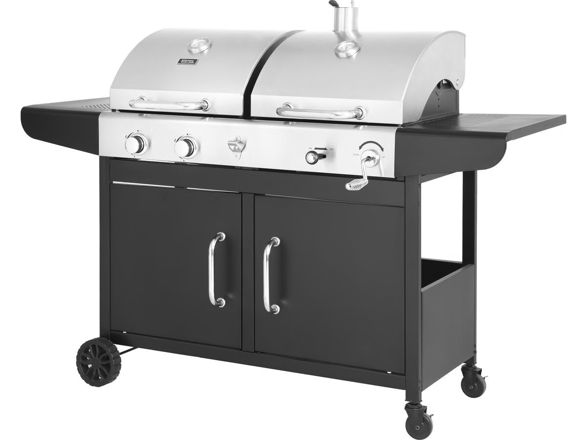 Barbacoa de gas y carbón Western 2 en 1 - Negra
