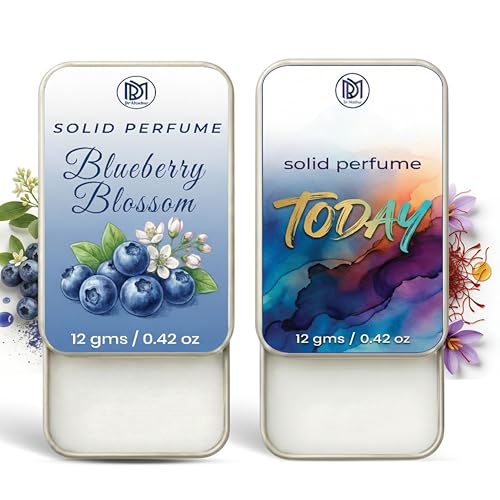 Image of Dr.Mashur Solid Perfume |blueberry blossom&Today Alcohol Free Wax Perfume Balm, Long Lasting | Pocket Tin 12g, Pack Of 2| Non Greasy Smooth Glide, Travel Friendly Unisex Gifts He Or Her