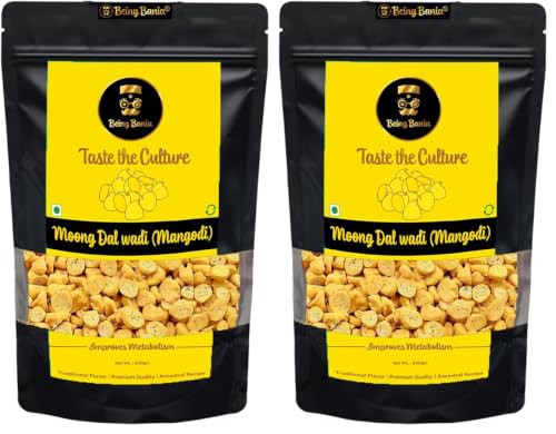 Image of Being Bania Homemade Rajasthani Mangodi /Mungori Wadi /Badi, 500 Gms | Hand made | Made with Moong Daal | Rich in Protein | Premium Ingredients | No Added Preservatives | Ready to Cook | (Pack of 2)