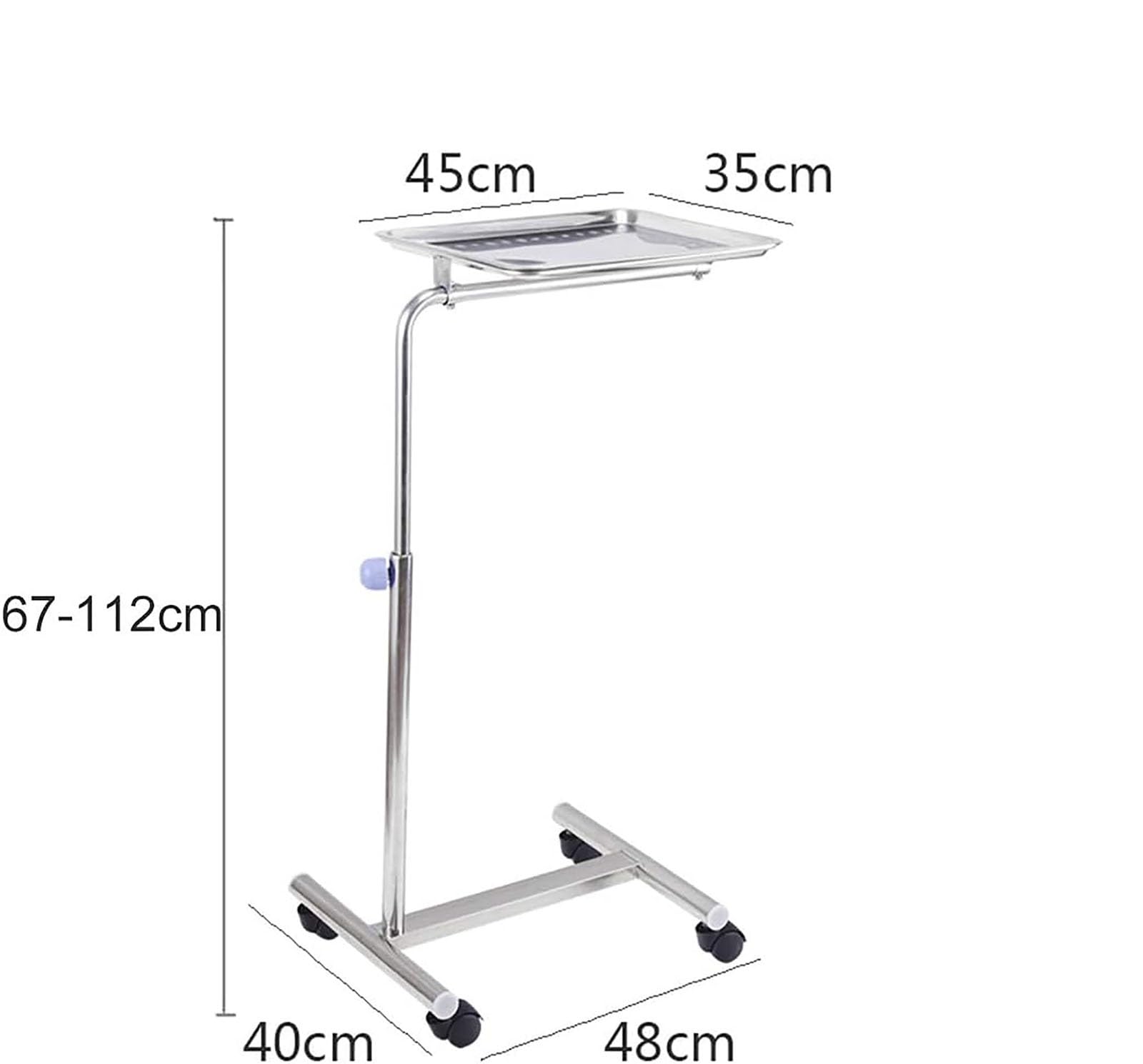 Soporte de bandeja móvil ajustable con ruedas, carrito de almacenamiento para spa, clínica, laboratorio, hospital, odontología