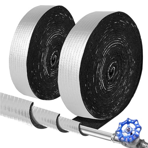 MeYuxg 2 unidades de aislamiento de conductos, 5 m x 0,5 cm, aislamiento autoadhesivo, para tubos de calefacción, se utilizan para envolver tubos de aislamiento térmico, cinta aislante con espuma para