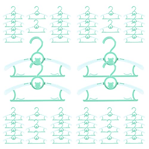 Image of Baby Hangers for Nursery Closet 40 Pack Plastic Kids Clothes Hanger Space Saving Non Slip Extendable Toddler 11-14” Adjustable Hangers Heavy Duty Clothing Infant Hanger Bulk, Green